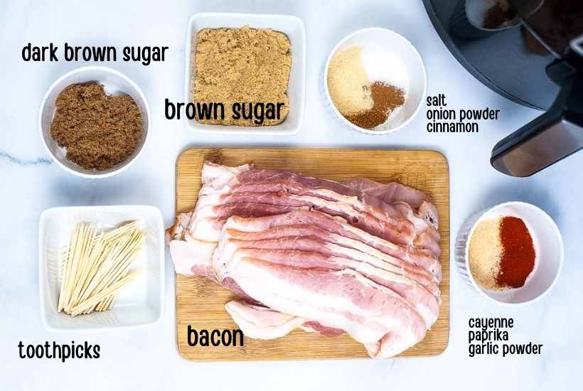 labeled ingredients for bacon roses